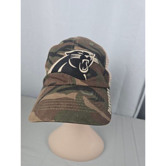 Carolina Panthers NFL‎ Team Apparel Camo Trucker Hat Snapback Adjustable - Picture 2 of 16